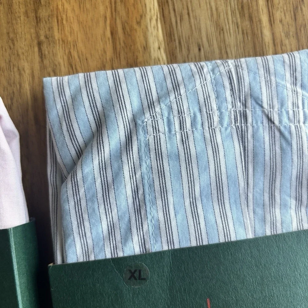 NWT Lot of 2 J Crew Woven Boxers Mens XL Underwear Blue / Pink  Striped Cotton
